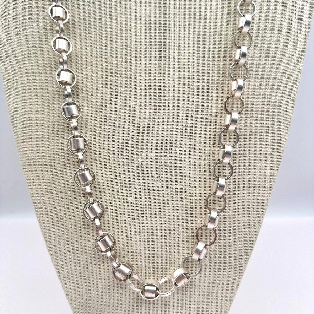 Vintage 90s Silver Tone Belcher Rolo Chain Necklace Statement Chunky Jewelry Y2K